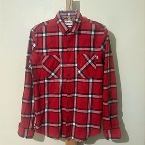 Timberland Red Plaid Button-Down Flannel Shirt